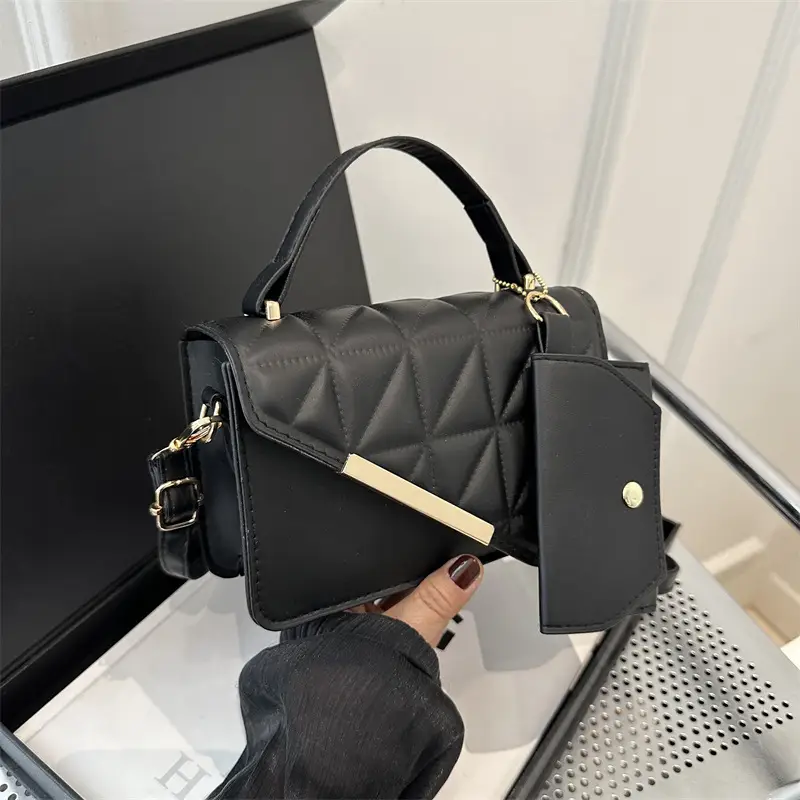 Women's White Diamond Plaid Shoulder Crossbody Bag - Image 2