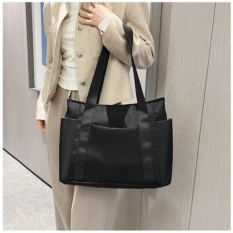 Women Japanese Style Tote Bag Pink Black Lightweight All-match
