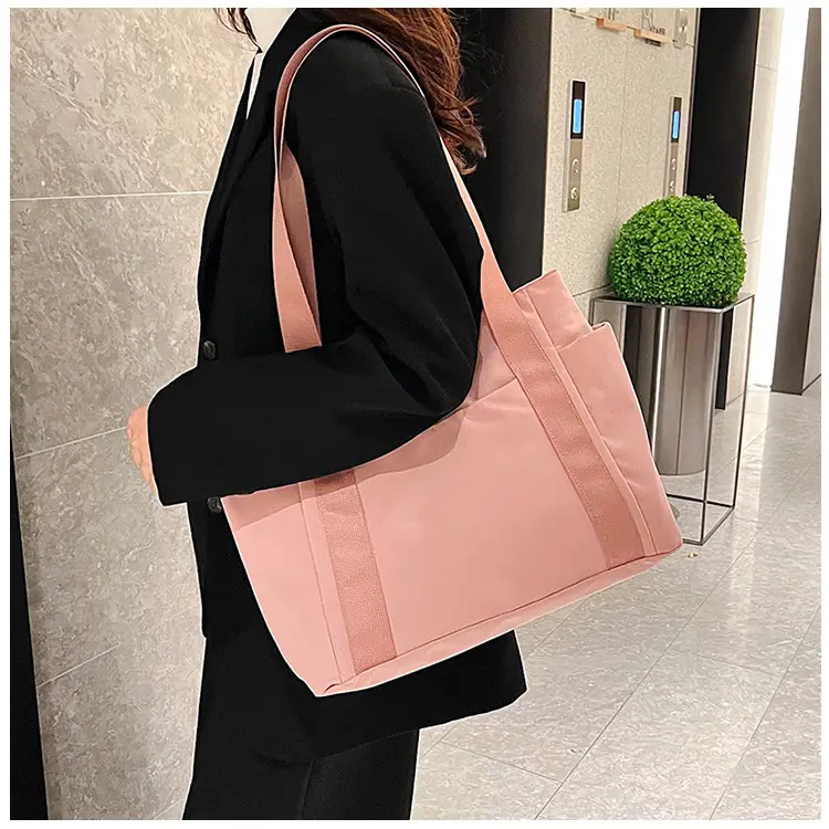 Women Japanese Style Tote Bag Pink Black Lightweight All-match — feature 24