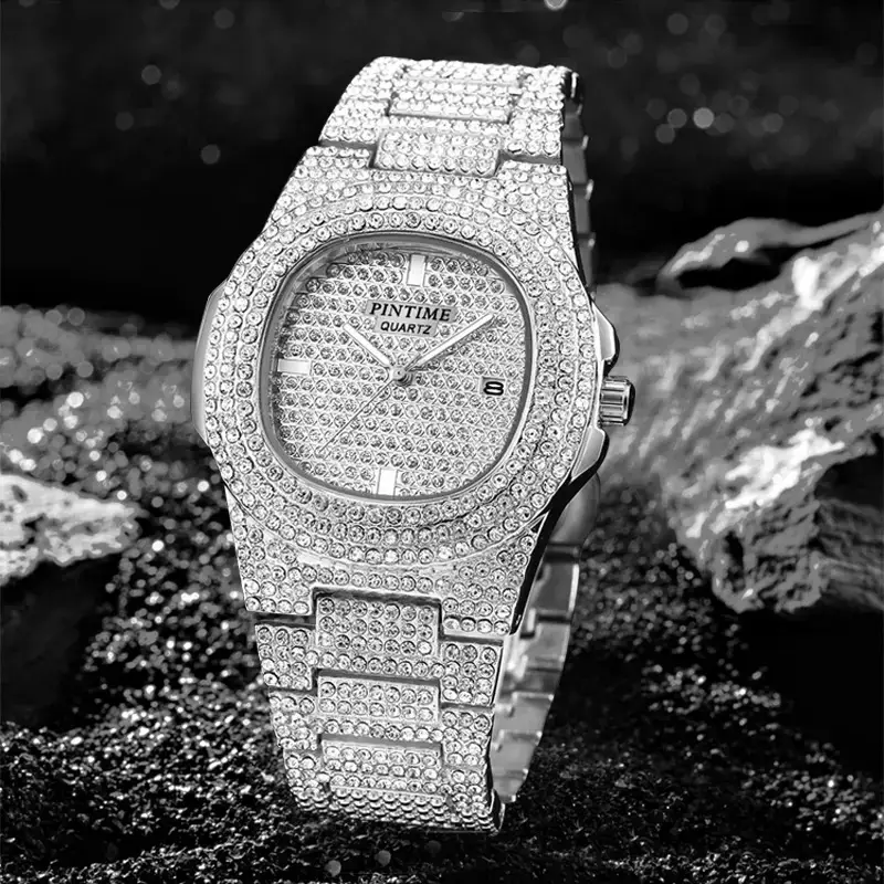 Men's Diamond Star Steel Band Quartz Watch