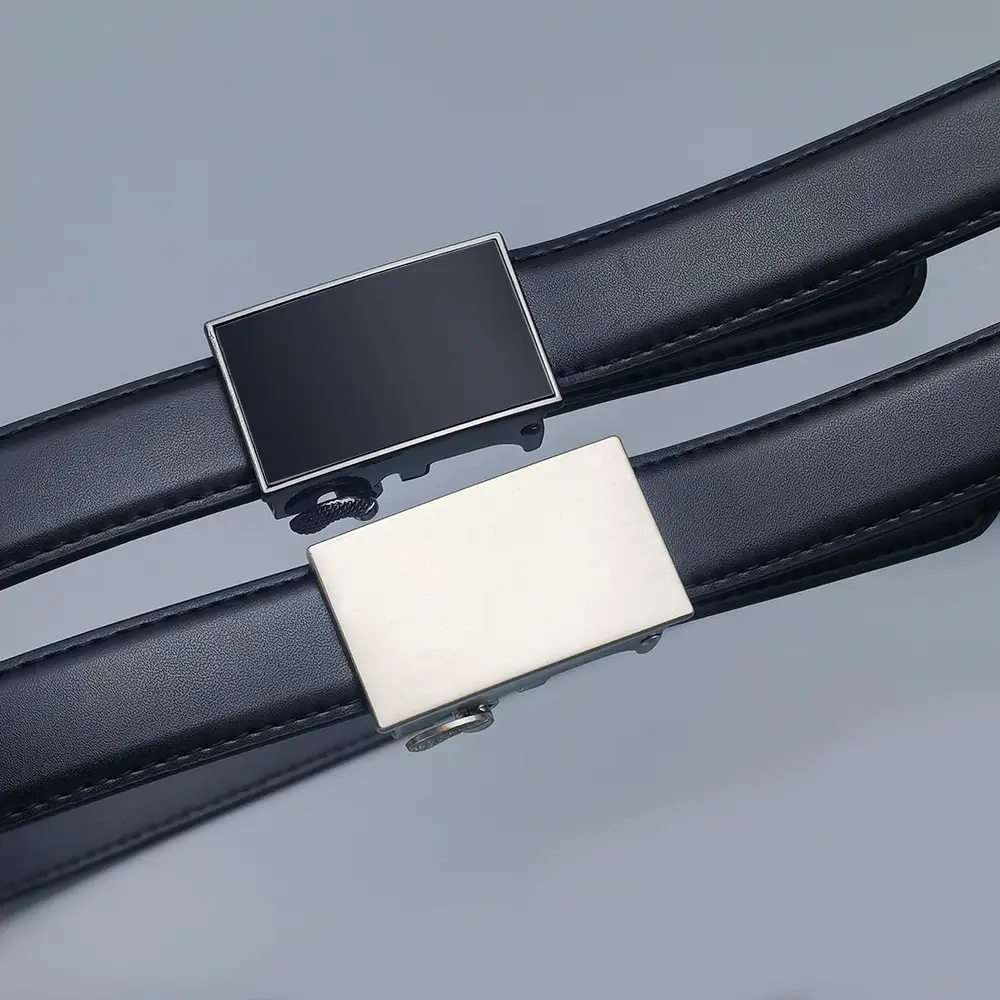 Women's Black Leather Belt 2.8cm Wide Automatic Buckle - Image 15