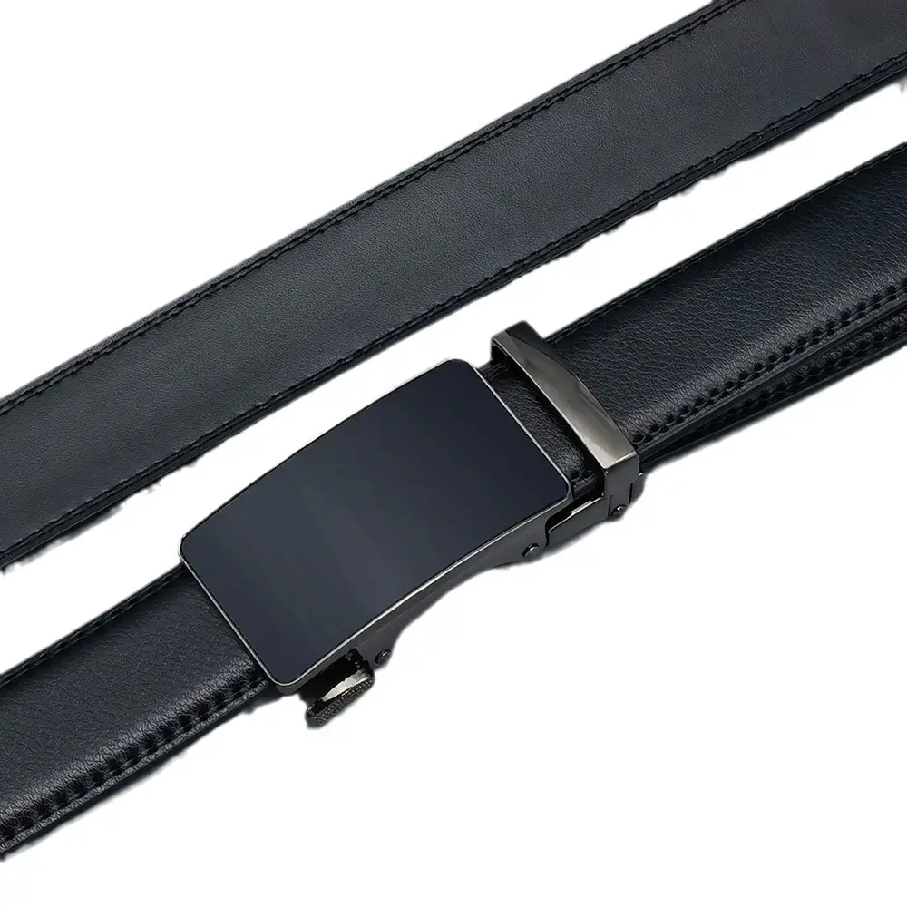 Women's Black Leather Belt 2.8cm Wide Automatic Buckle - Image 18