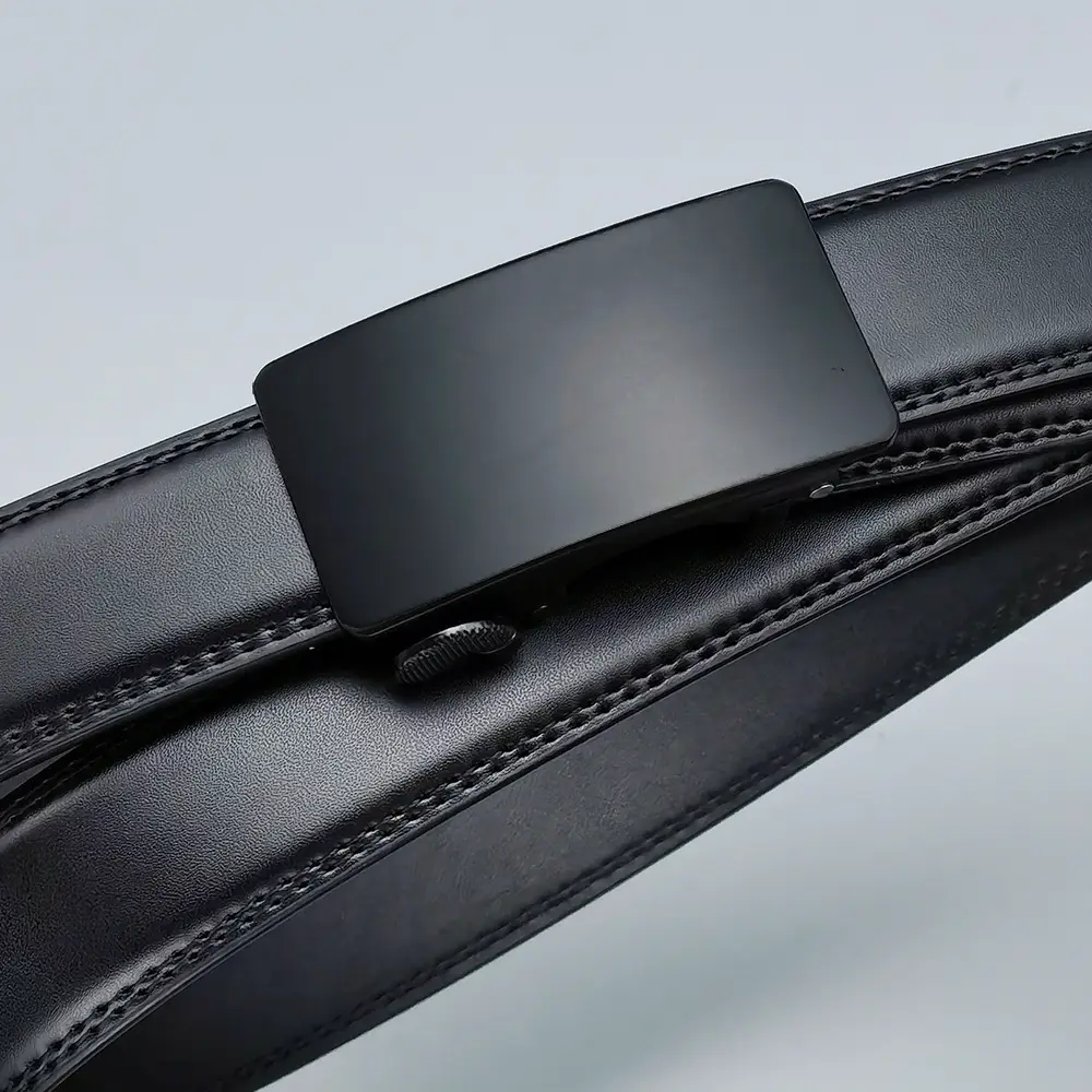 Women's Black Leather Belt 2.8cm Wide Automatic Buckle - Image 4