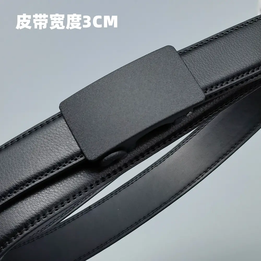 Women's Black Leather Belt 2.8cm Wide Automatic Buckle - Image 5