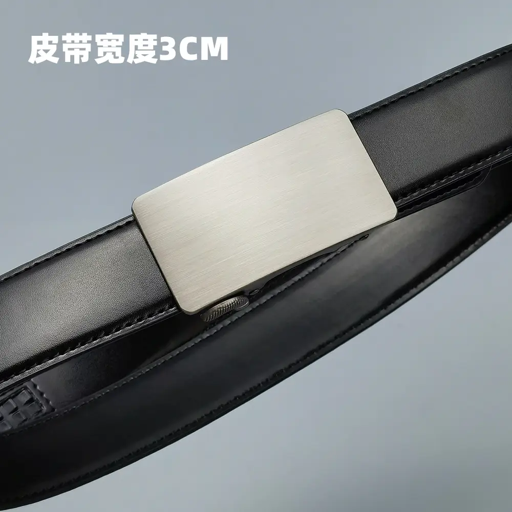 Women's Black Leather Belt 2.8cm Wide Automatic Buckle - Image 6