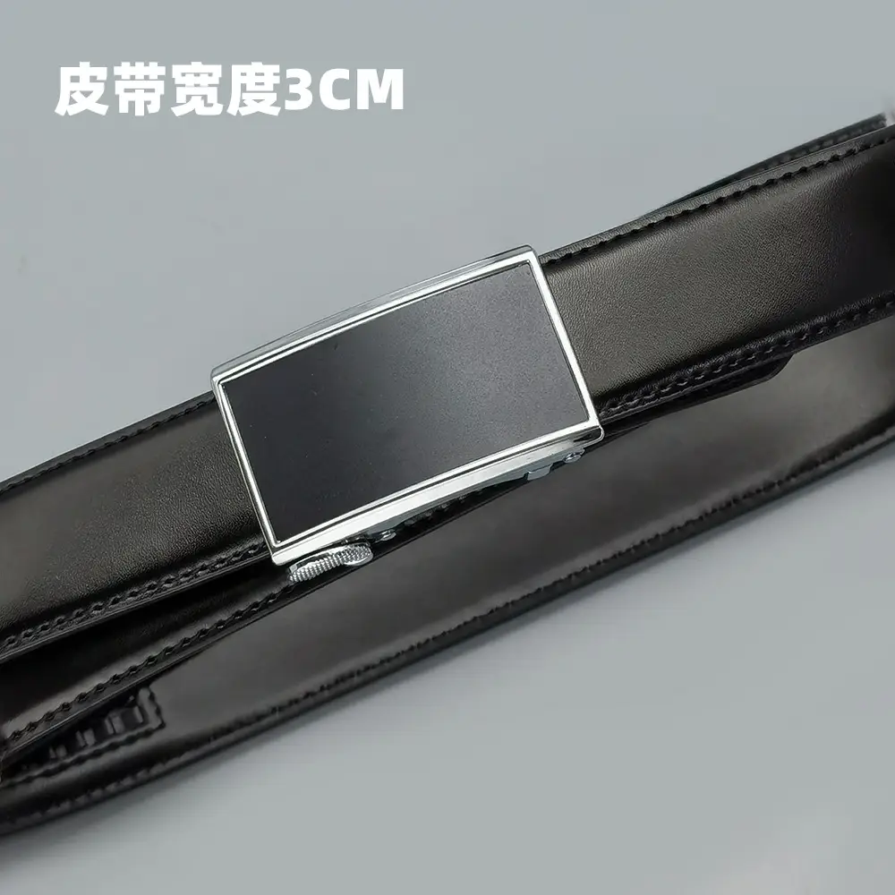 Women's Black Leather Belt 2.8cm Wide Automatic Buckle - Image 8