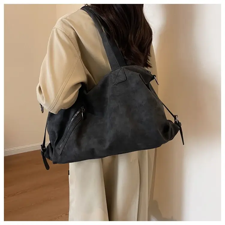 Fashion Women's Large Capacity Tote Bag Beige Suede — feature 14