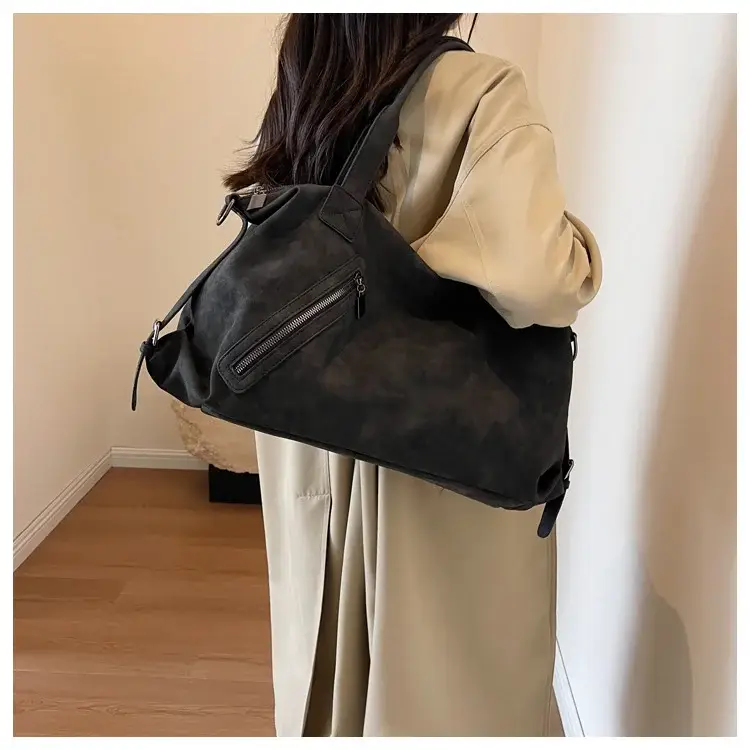 Fashion Women's Large Capacity Tote Bag Beige Suede — feature 15