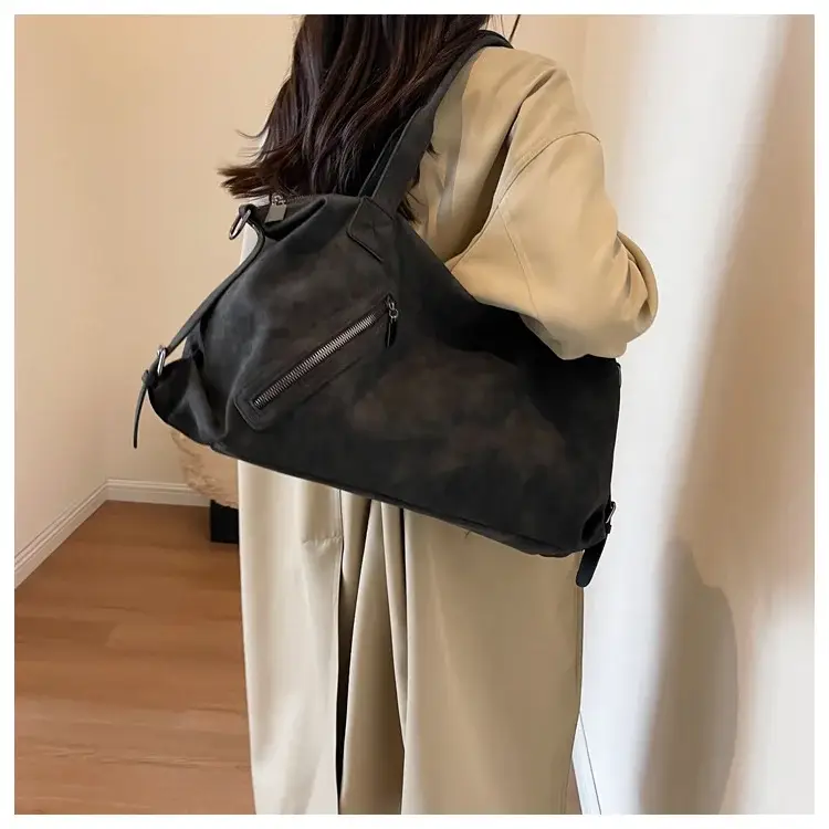 Fashion Women's Large Capacity Tote Bag Beige Suede — feature 16