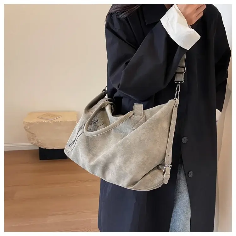 Fashion Women's Large Capacity Tote Bag Beige Suede — feature 20