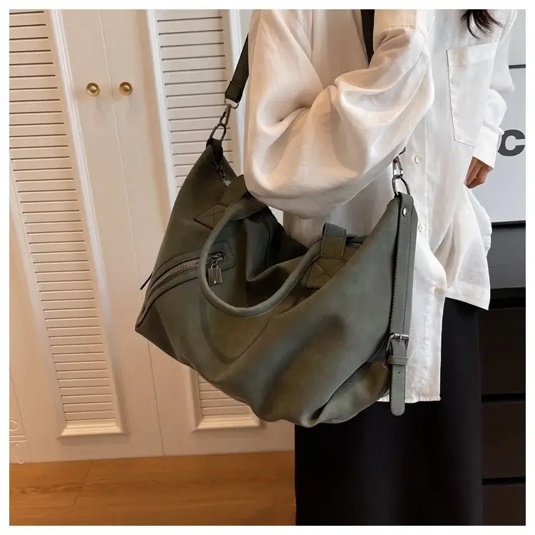 Fashion Women's Large Capacity Tote Bag Beige Suede — feature 36