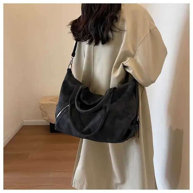 Fashion Women's Large Capacity Tote Bag Beige Suede — feature 43
