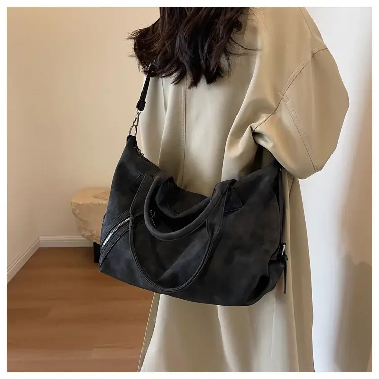 Fashion Women's Large Capacity Tote Bag Beige Suede — feature 44