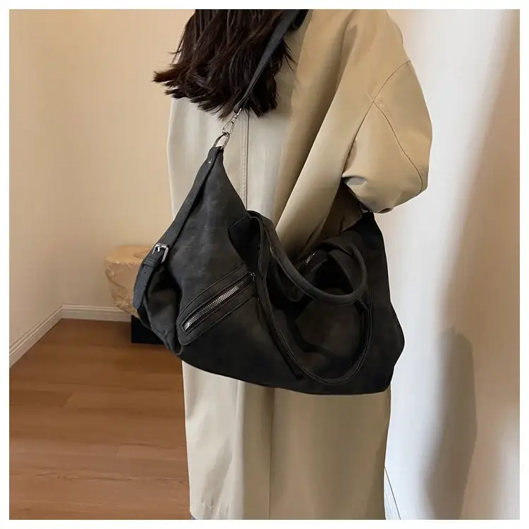 Fashion Women's Large Capacity Tote Bag Beige Suede — feature 45