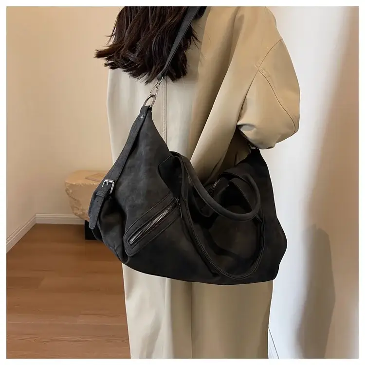 Fashion Women's Large Capacity Tote Bag Beige Suede — feature 46