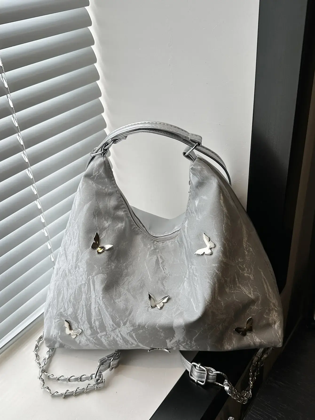 Women's Beige Embroidered Shoulder Crossbody Bag 2024 - Image 7