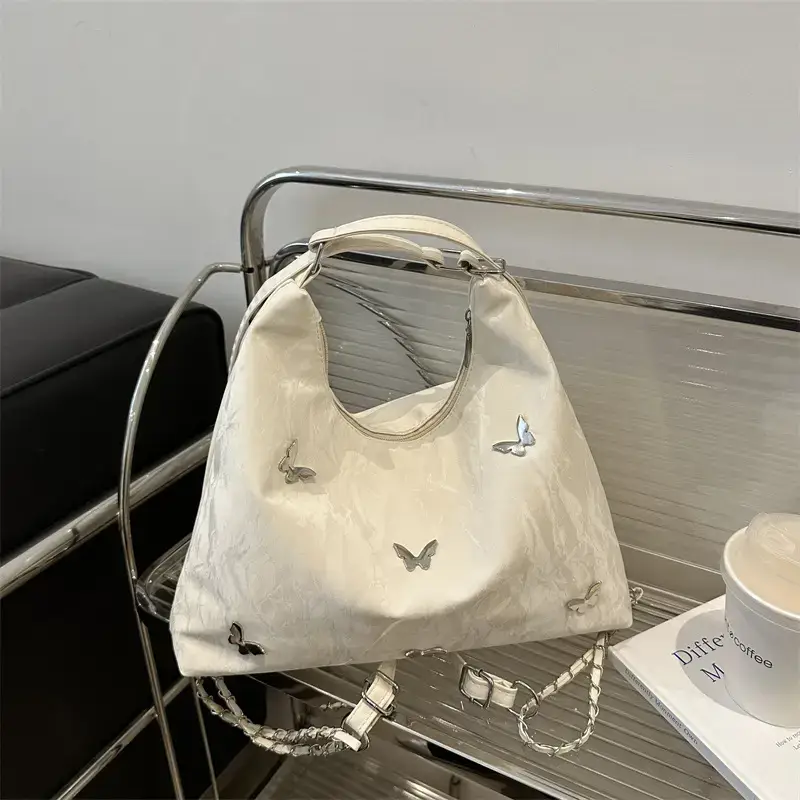 Women's Beige Embroidered Shoulder Crossbody Bag 2024 - Image 2