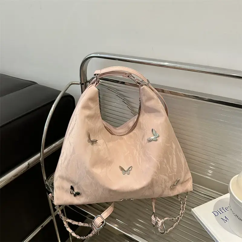 Women's Beige Embroidered Shoulder Crossbody Bag 2024 - Image 3