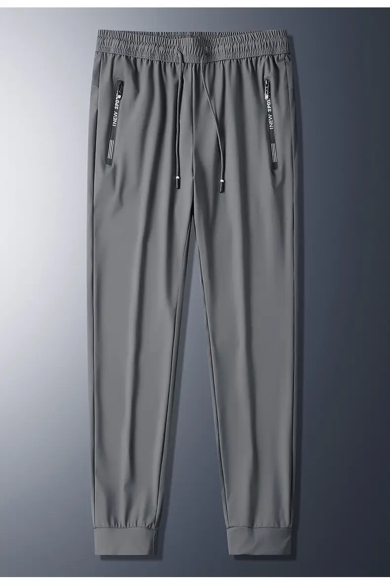 Men Grey Ice Silk Leg Tie Running Pants — feature 13