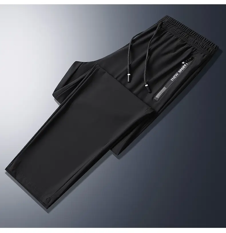 Men Grey Ice Silk Leg Tie Running Pants — feature 16