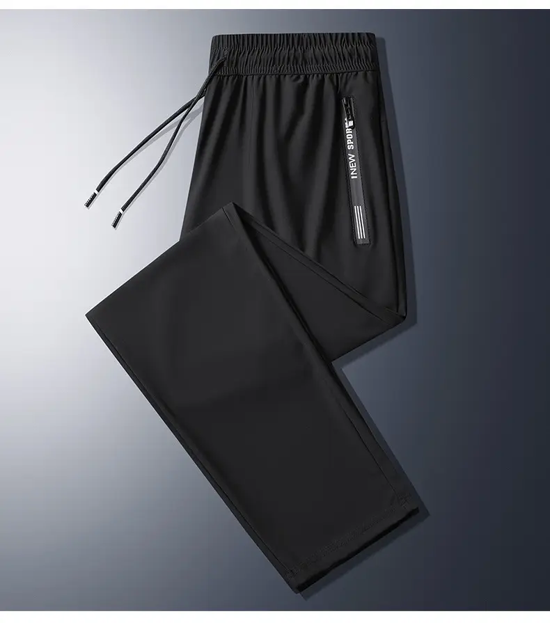 Men Grey Ice Silk Leg Tie Running Pants — feature 17
