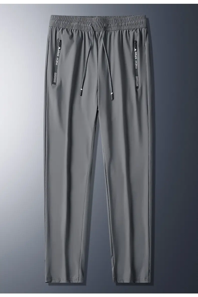 Men Grey Ice Silk Leg Tie Running Pants — feature 18