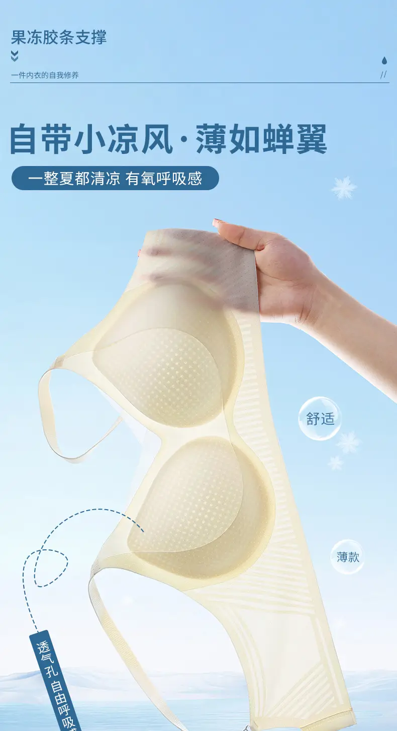 Ultra-Thin Ice Leather Rimless Traceless Bra for Women — feature 2