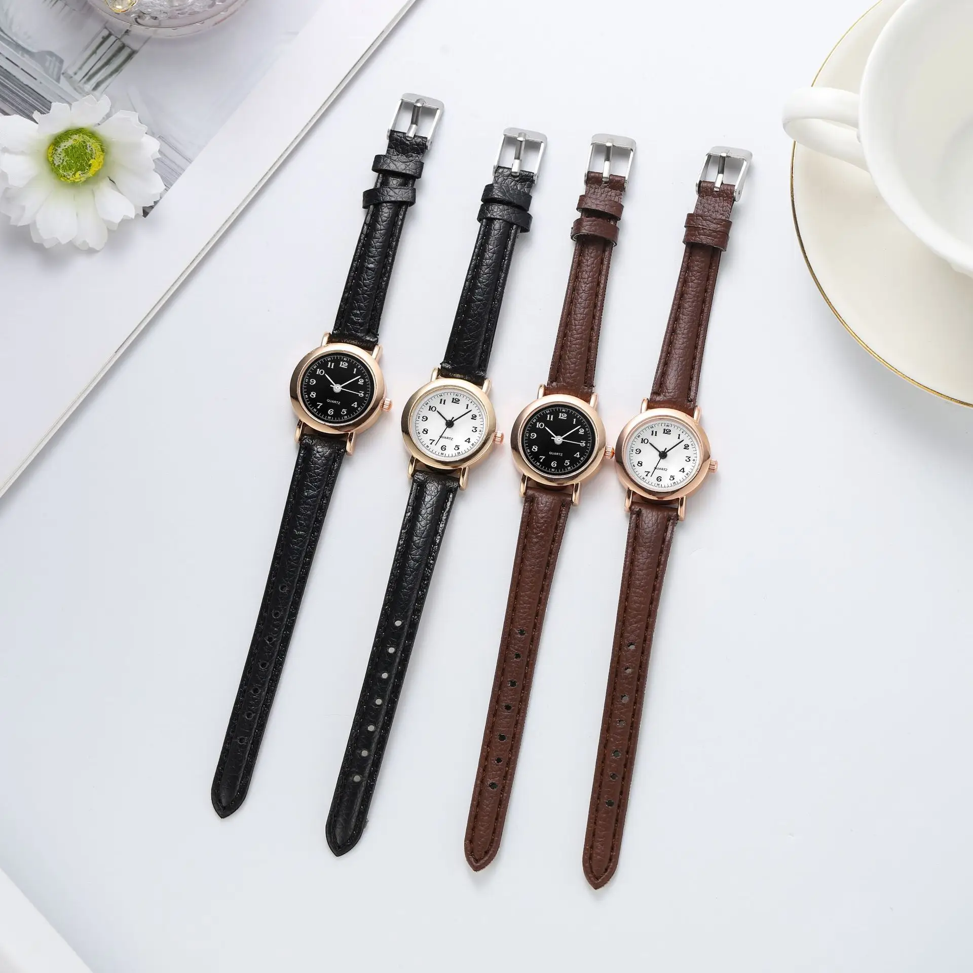 Korean Style Women's Watch Black Rose Gold Dial - Image 5