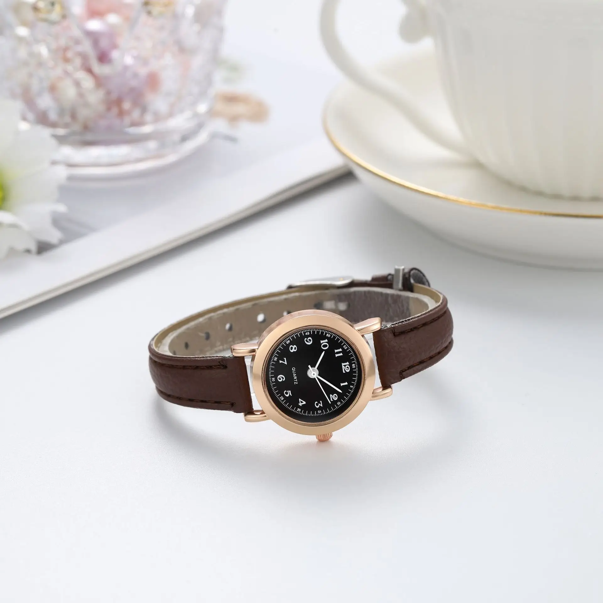 Korean Style Women's Watch Black Rose Gold Dial — feature 6