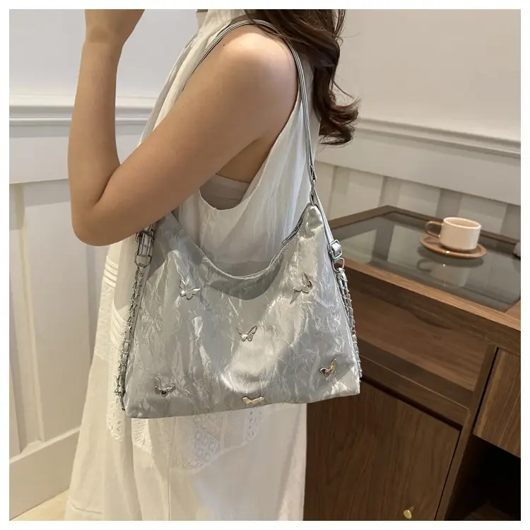 Pink Butterfly Embroidered Shoulder Tote Bag — feature 16