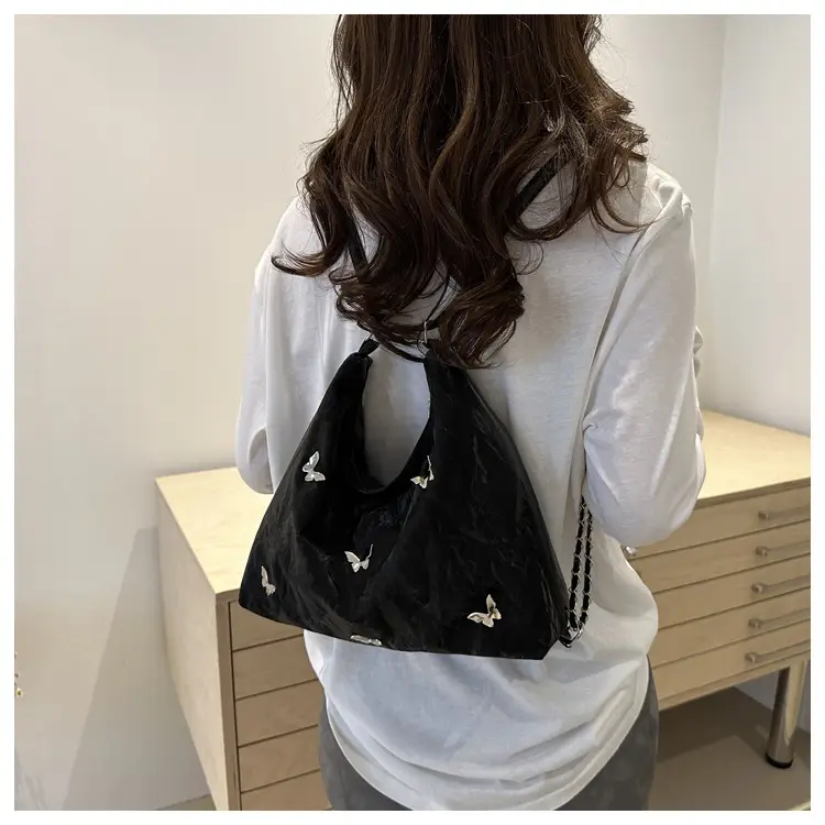 Pink Butterfly Embroidered Shoulder Tote Bag — feature 18