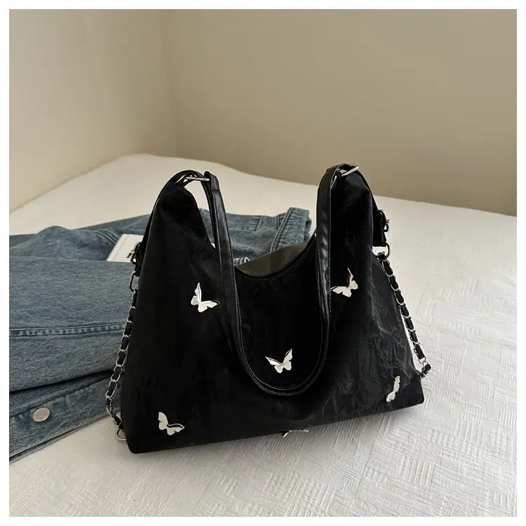 Pink Butterfly Embroidered Shoulder Tote Bag — feature 19