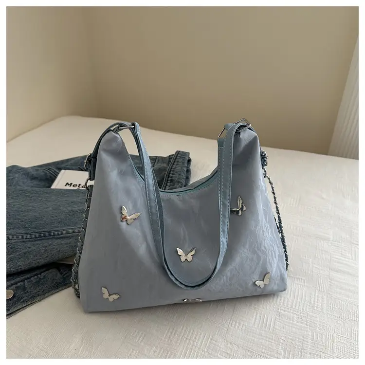 Pink Butterfly Embroidered Shoulder Tote Bag — feature 21
