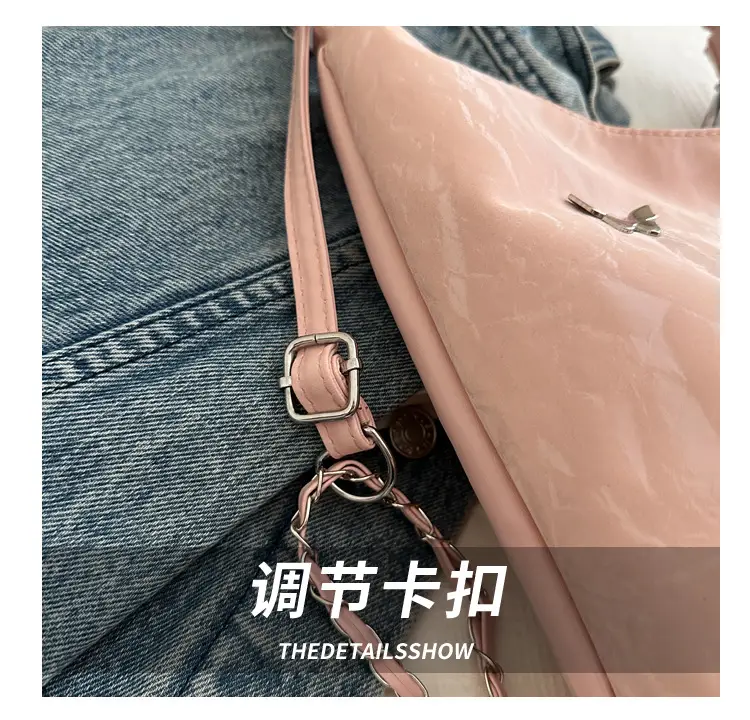 Pink Butterfly Embroidered Shoulder Tote Bag — feature 5