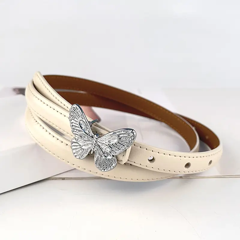 Women's Black Butterfly Belt with Thin Leather Belt - Image 27