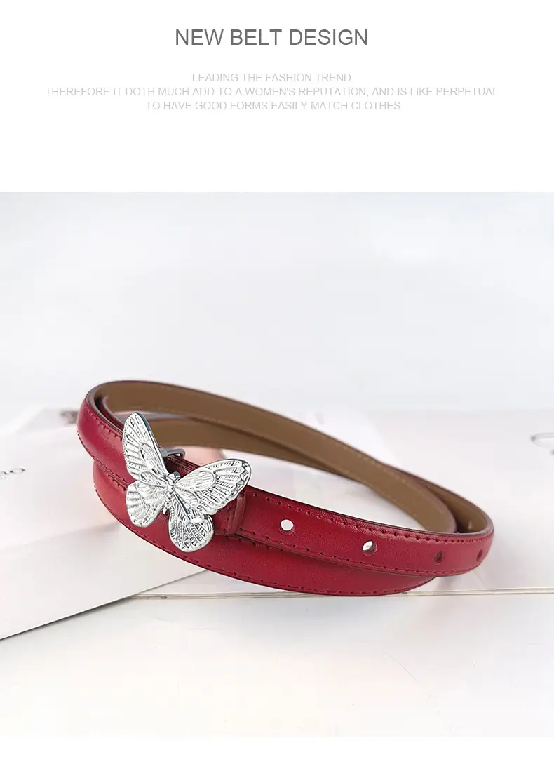 Women's Black Butterfly Belt with Thin Leather Belt — feature 11