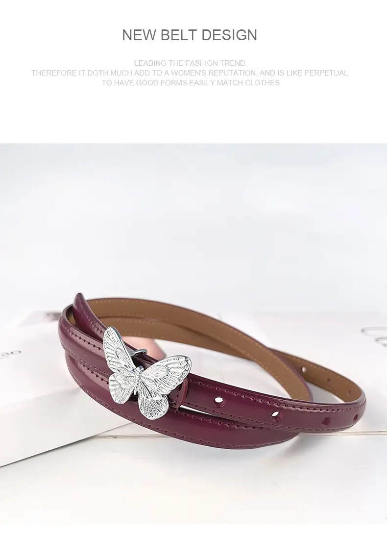 Women's Black Butterfly Belt with Thin Leather Belt — feature 13