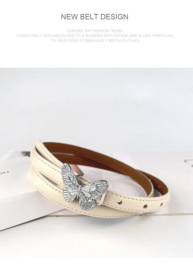 Women's Black Butterfly Belt with Thin Leather Belt — feature 14