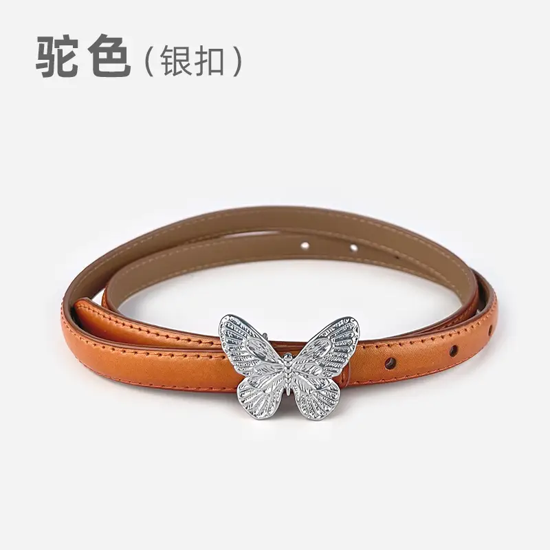 Women's Black Butterfly Belt with Thin Leather Belt - Image 13