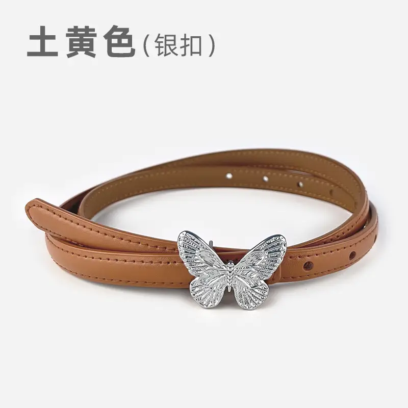 Women's Black Butterfly Belt with Thin Leather Belt - Image 16
