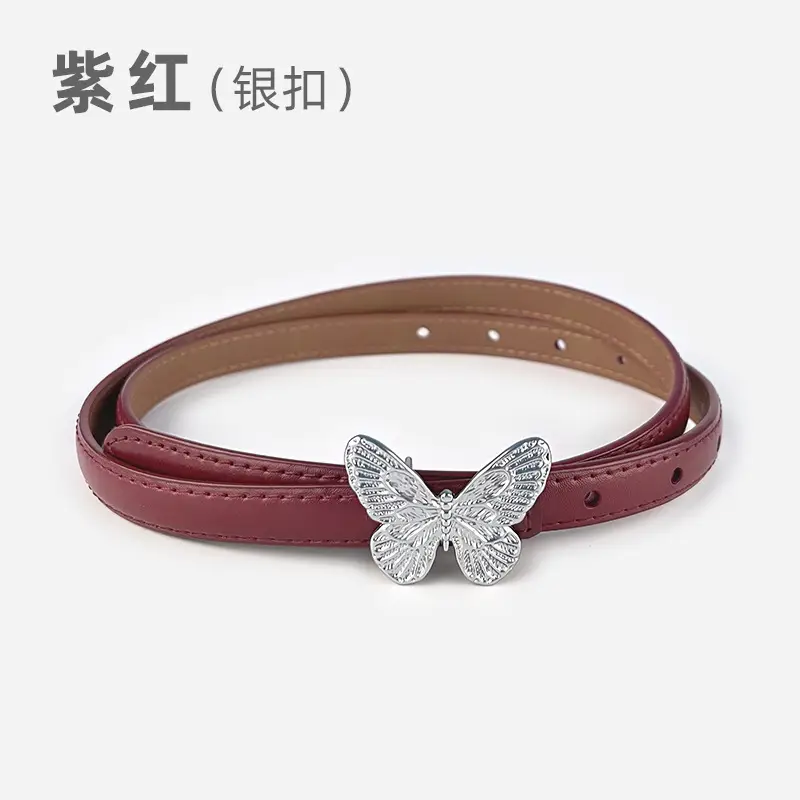 Women's Black Butterfly Belt with Thin Leather Belt - Image 17