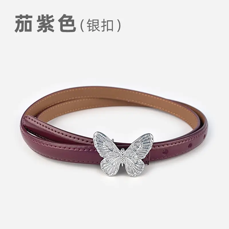 Women's Black Butterfly Belt with Thin Leather Belt - Image 18