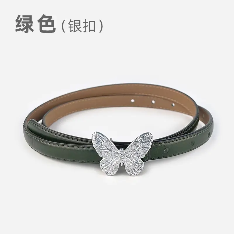 Women's Black Butterfly Belt with Thin Leather Belt - Image 19