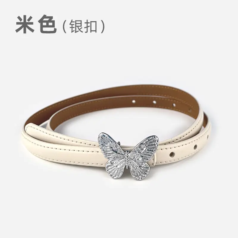 Women's Black Butterfly Belt with Thin Leather Belt - Image 2
