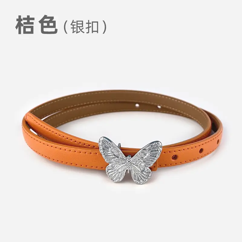 Women's Black Butterfly Belt with Thin Leather Belt - Image 20
