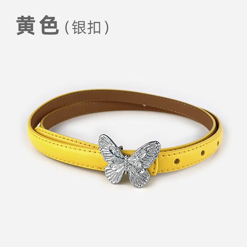 Women's Black Butterfly Belt with Thin Leather Belt - Image 21
