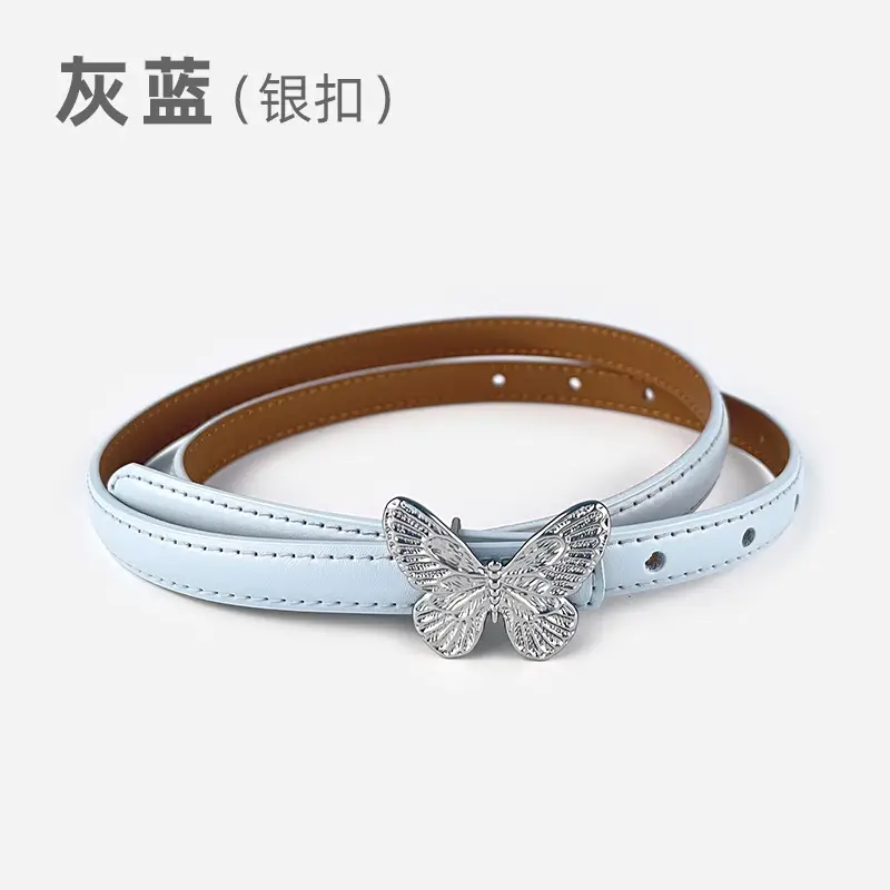 Women's Black Butterfly Belt with Thin Leather Belt - Image 22