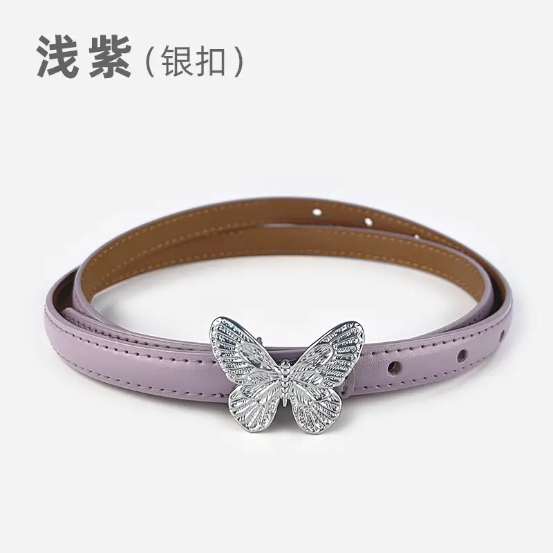 Women's Black Butterfly Belt with Thin Leather Belt - Image 23