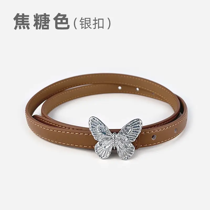 Women's Black Butterfly Belt with Thin Leather Belt - Image 3