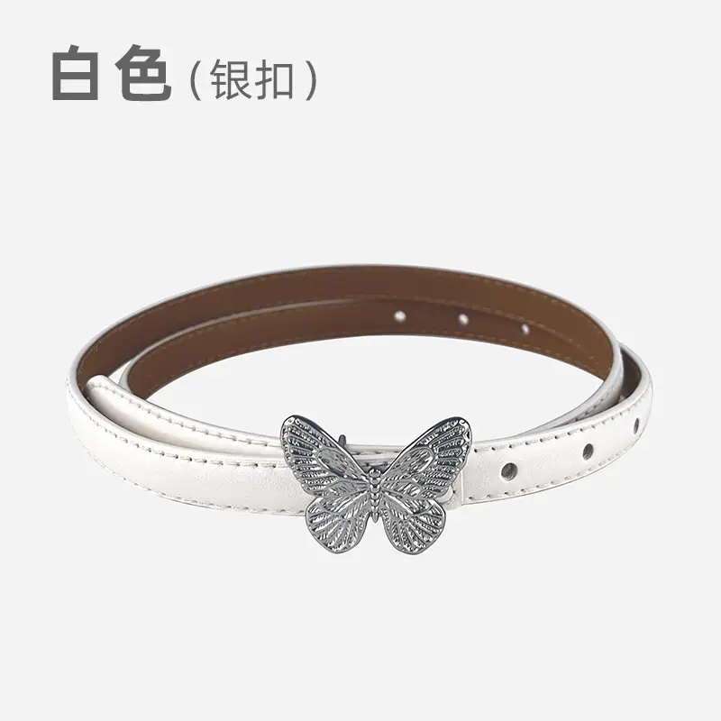 Women's Black Butterfly Belt with Thin Leather Belt - Image 4